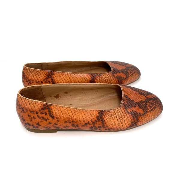 MADEWELL Cory Snakeskin Print Square toe Flats in Orange Size 7 - Picture 5 of 12